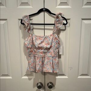Floral Ruffle Strap Top